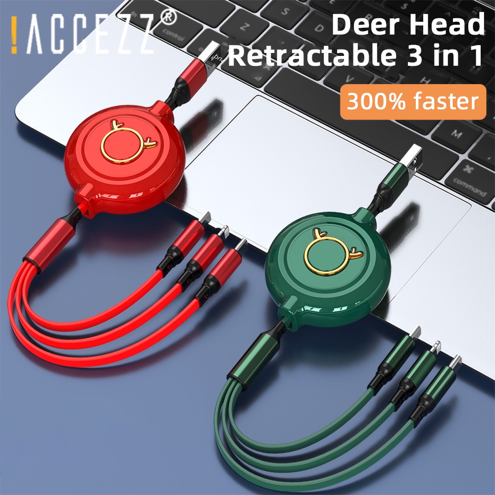 5A 1.2m 3 En 1 Cable USB Tipo C Micro Carga Rápida 8 Pines Para iPhone iPad Huawei P40 Honor Samsung Supercharge