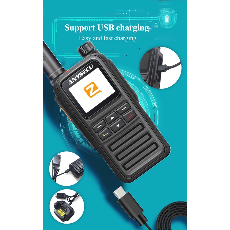 Image of HD-720A Android POC Radio walkie talkie Anysecu 720A 4G De Dos Vías realptt O Zello #7