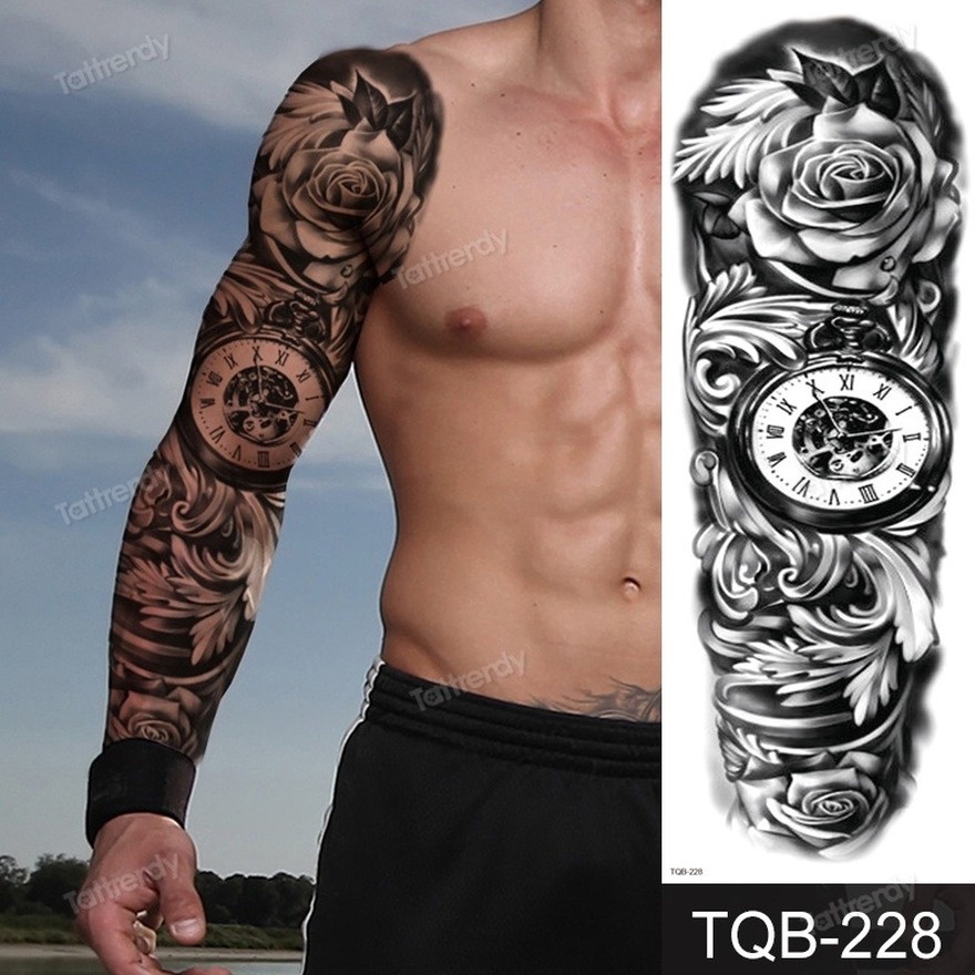 Gran Cuerpo Tatuaje Manga Calavera Diseños Para Hombres Brazo Completo  Tatuajes Temporales Búho Tigre Rey León Bosque Animales De Descuento |  Shopee Colombia