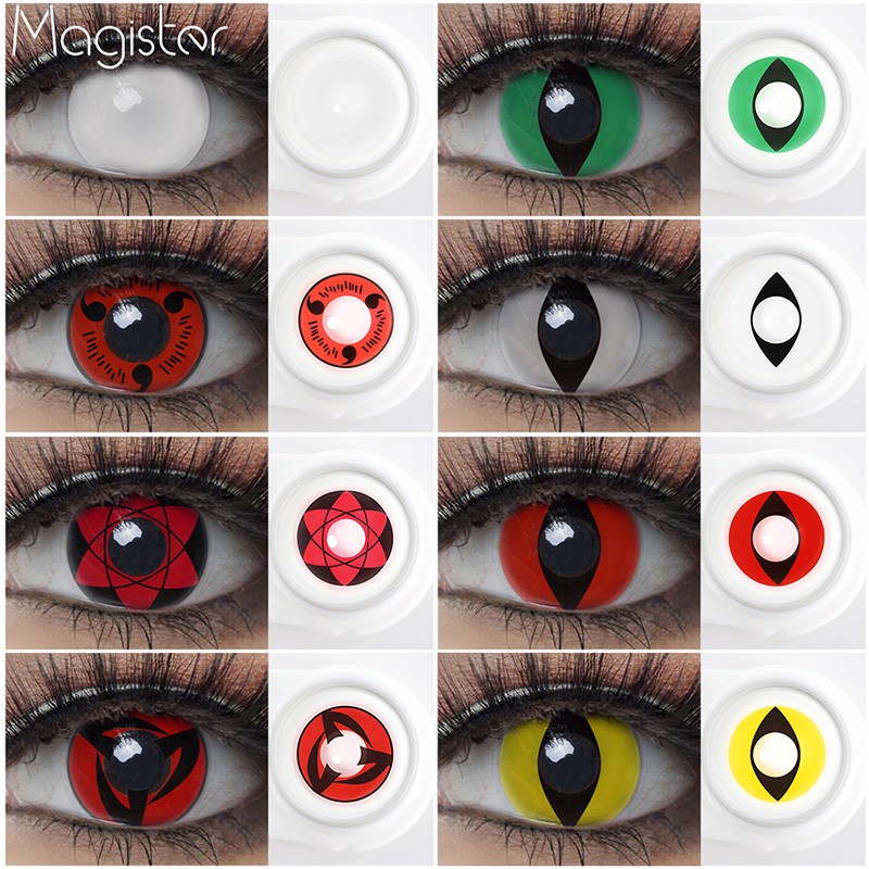 Sharingan Lentes De Contacto Coloridos Para Gatos Naruto Anime Kakashi Cosplay Maquillaje Rojo Ojos Grandes 1 Par #4