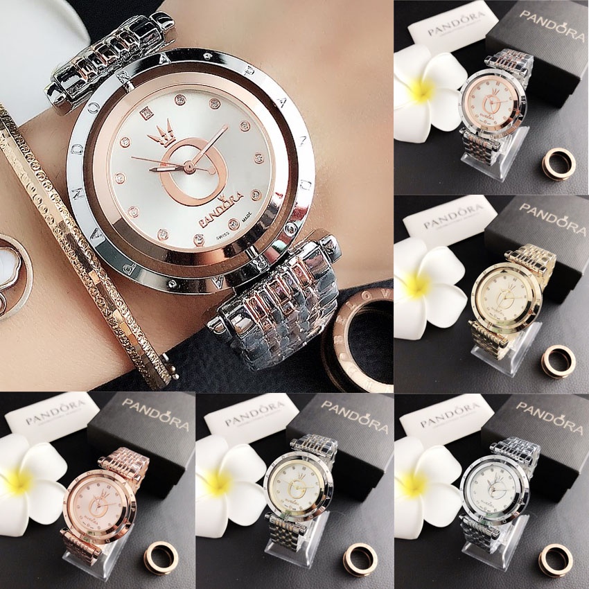 Promoción ] reloj pandora, reloj de cuarzo clásico de moda para mujer, resistente al agua, esfera giratoria, oro, plata, oro rosa opcional, regalo de Navidad para día de San Valentín