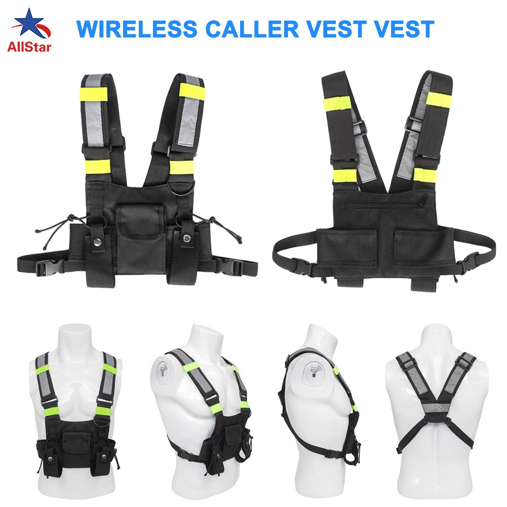 Radio Arnés De Pecho Plataforma Bolsa De Bolsillo Pack Funda Chaleco Para 2 Vías Walkie Talkie