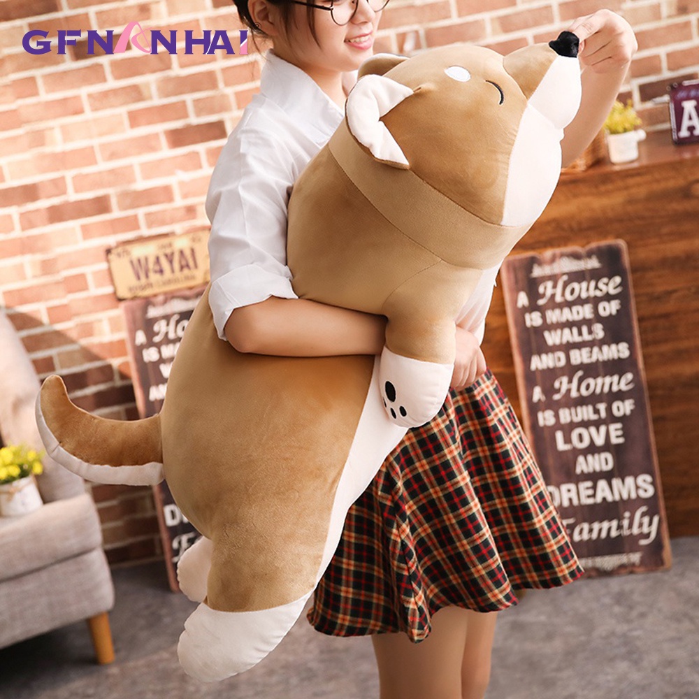 1pc 80/100 Cm Tamaño Gigante Tumbado Shiba Inu Perro Almohada De Peluche Juguetes Suaves Encantador Animal Muñecas Dormir Regalo #2