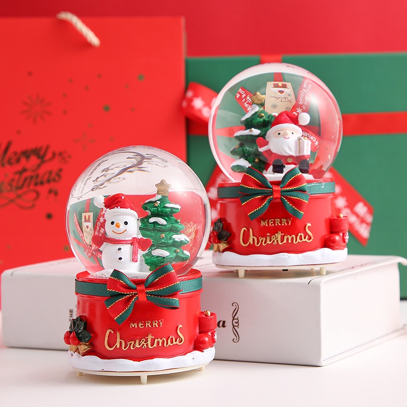 NUOBESTY Bola de nieve de Navidad caja de música patios y jardines muñeco de nieve globo de agua decoración para hogares decoración para interiores y exteriores 