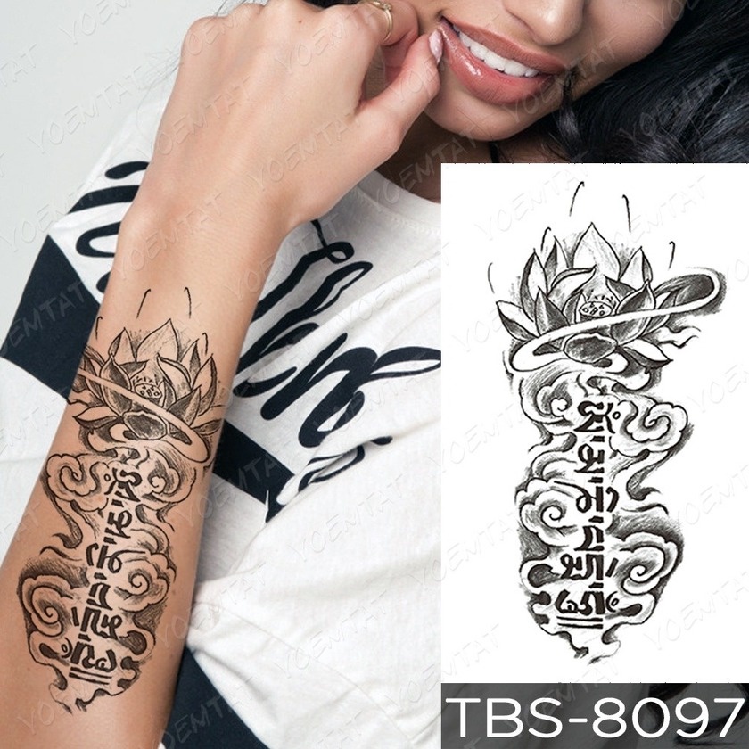 Image of Impermeable Temporal Tatuaje Pegatina Budista Loto Unicornio Lobo Cráneo Flash Tatuajes Tribal Arte Cuerpo Brazo Falso Mujeres Hombres Marca Nuevo #2