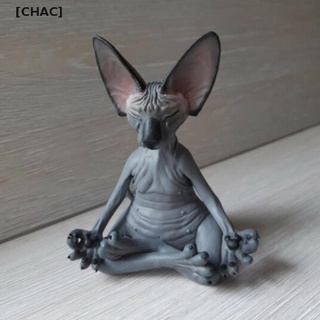 Image of [CHAC] Figuras Coleccionables De Gato Meditar Miniatura Decoración Hecha A Mano Animales Figura Juguetes