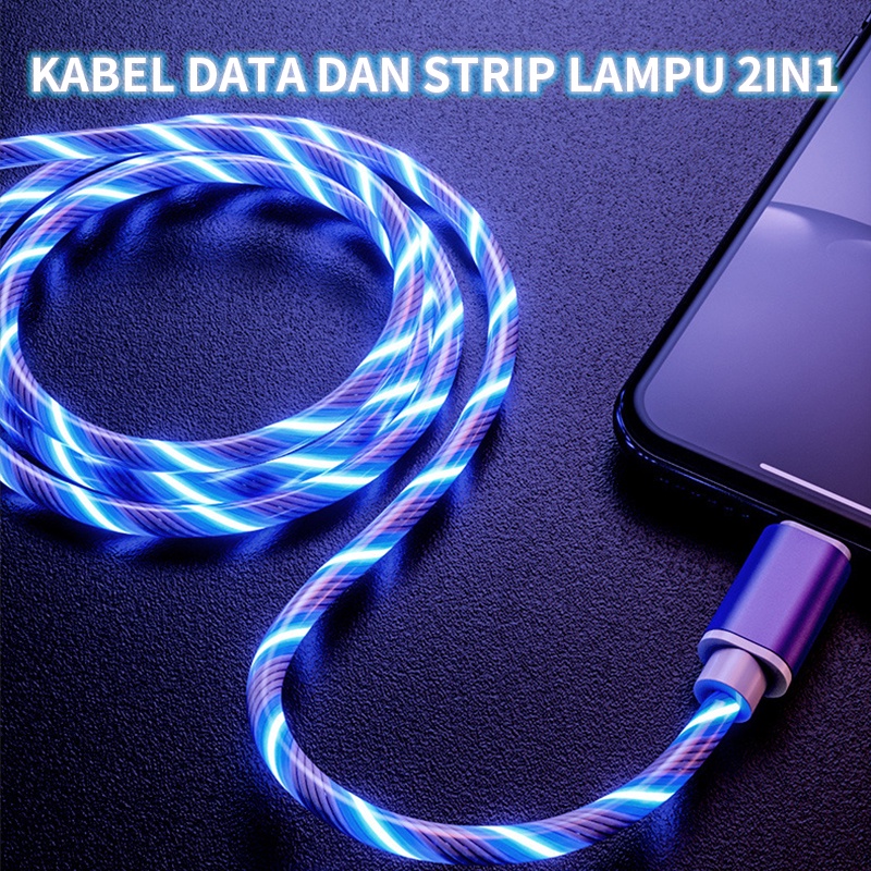 Cable de datos 2 en 1 y tiras de luces, Cable de datos tipo C, carga rápida Micro USB / Cable de datos para Iphone Lightning Cable para Iphone 5 6 7 8 XS XR 11 12 Pro / Samsung / xiaomi / OPPO / Realme /