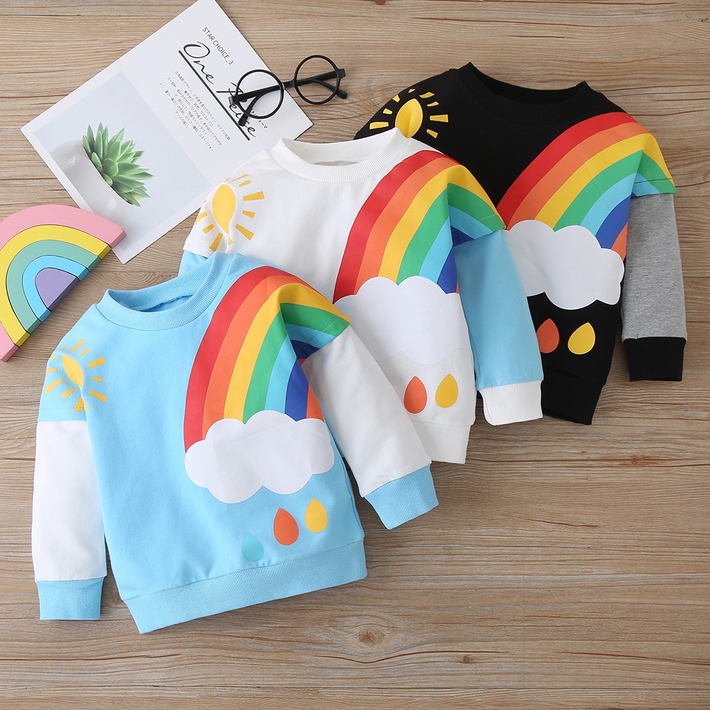 babyya niño bebé niños niñas manga larga arco iris impresión suéter tops  ropa | Shopee Colombia