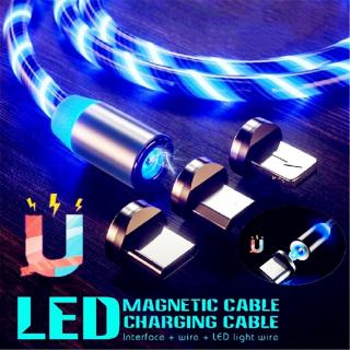 Image of Cable cargador Magnético con luz Led 2.4a carga rápida imán Micro Usb Tipo C cable lightning Para Iphone Samsung