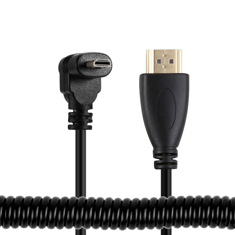 Image of 90 Degree Spring Extension HDMI Cable Micro-HDMI to HDMI Male HDTV Cable for Tablet & Camera UP #4