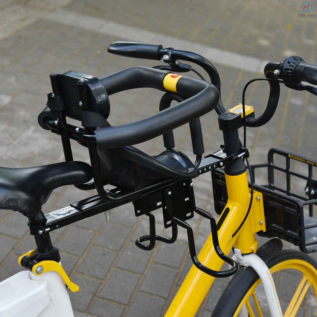 Seguridad Niño Asiento De Bicicleta Delantera Bebé Niños Sillín Con Pedales De Pie Apoyo Respaldo Para MTB De Carretera
