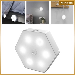 Image of 6LED Motion Sensor Cabinet Night Light Closet Lamp Wall White Rechargeable