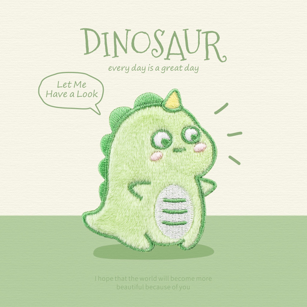 Image of Winzige lindo bordado etiqueta engomada dinosaurio tela parche diario libro interruptor caso decoración #2