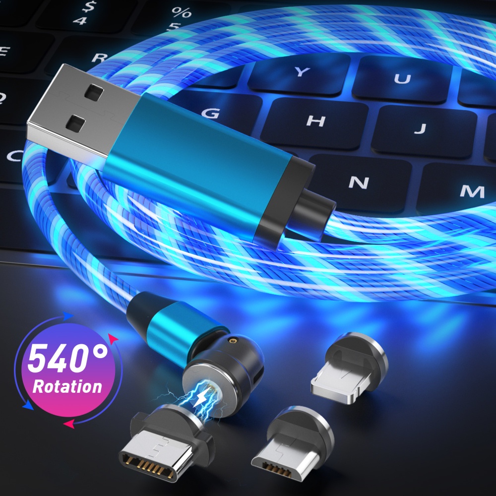 hub 540 Rotación De Luces LED De Carga Rápida Magnético Cable USB Tipo C Cargador USBc USBmicro Alambre Para iPhone 12 dturyu