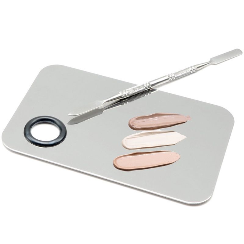Paleta de maquillaje cosmético de acero inoxidable espátula base mezcladora  | Shopee Colombia