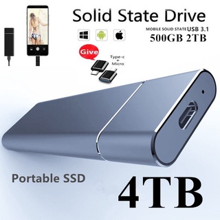 Image of Mini Disco Duro De Estado Sólido Externo SSD 4TB Usb3.1-C 2TB 500G Gran Capacidad De Aleación De Aluminio Portátil Interfaz De Alta Velocidad