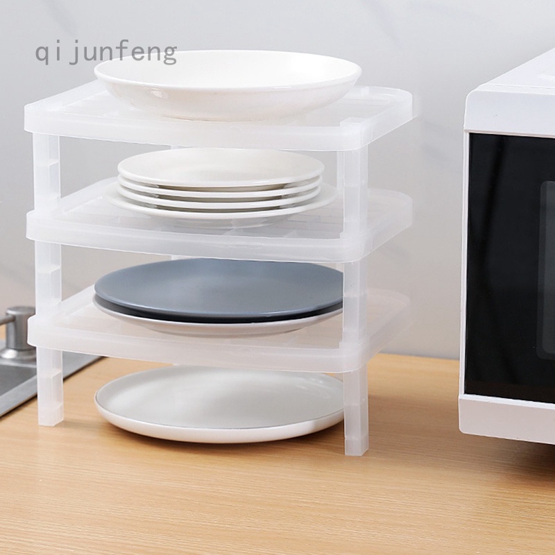 Qijunfeng. Estante apilable para platos, estante de almacenamiento de plástico, estante de drenaje, estante para nevera, almacenamiento de alimentos, cajón, organizador de cocina #8