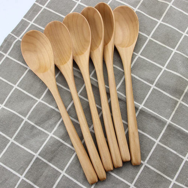 cuchara de condimento para casa Miele cucharilla de café azúcar madera de haya Vidoelettronica® 6 cucharas naturales de madera para cocina 