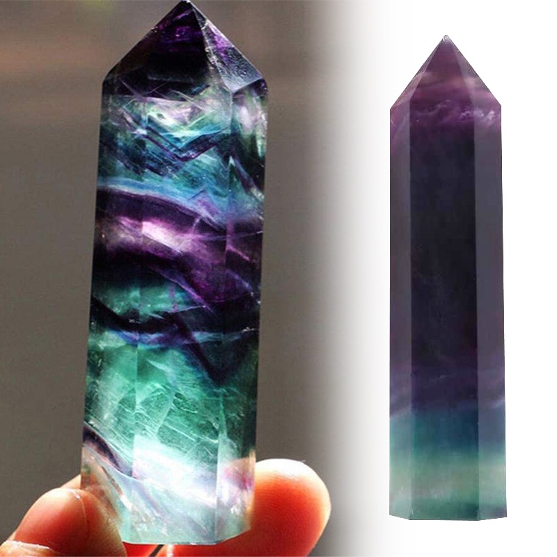 Colorful Fluorite Column Ornaments Natural Stone 6-Prism Crystal Column  Green Fluorite Purple Fluorite Crystal | Shopee Colombia