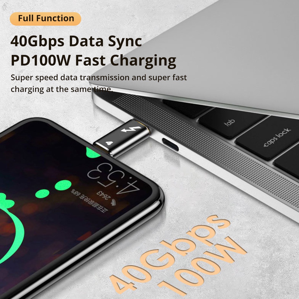 Adaptador Fonken Thunderbolt 4 40Gbps USB C 8K @ 60Hz 100W 5A A Tipo Convertidor De Carga Rápida Mini De Datos