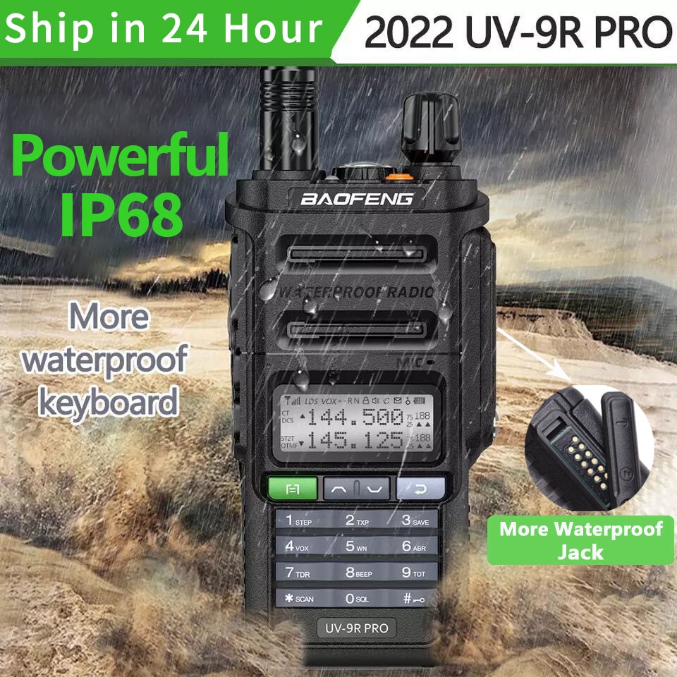 Baofeng UV-9R Pro Impermeable IP68 Walkie Talkie High Power CB Ham UHF VHF Largo Alcance Plus Radio Bidireccional