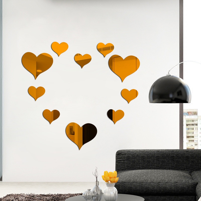 0.4M MISSWongg Amor del corazón DIY extraíble Vinilo Arte calcomanía Mural Pegatinas de Pared decoración de la habitación de la Pared del Espejo estéreo 3D el Dormitorio Pegatinas de Baldosas 0.4 