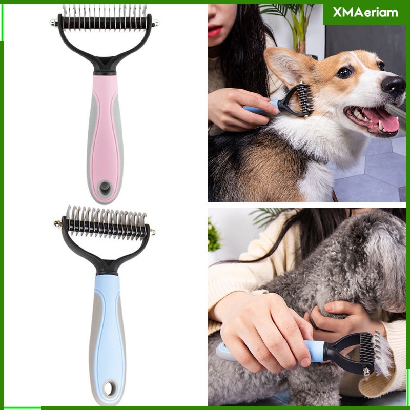 Image of cepillo profesional de aseo para mascotas, peine de rastrillo, elimina nudos, seguro de dematting, cepillo para gato, pelo largo, pelo largo, perros, razas #6