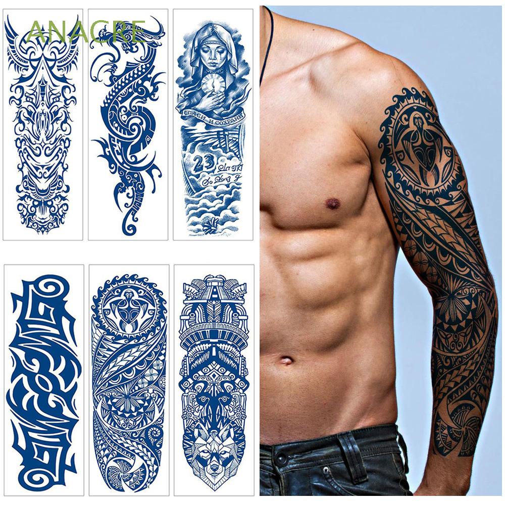 Anacre Long Lasting Large Tattoos Sticker Man Fake Tattoo Temporary Tattoos Waterproof Dragon Design Juice Ink Safe Tribal Totem Full Arm Sleeve Body Art Shopee Colombia