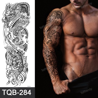 Image of thu nhỏ Tatuaje De Pierna De Muslo Grande Para Mujer Adultos Hombres De Brazo Completo Manga Lobo Dragón Tótem Diseños Impermeables Tatuajes Temporales #5