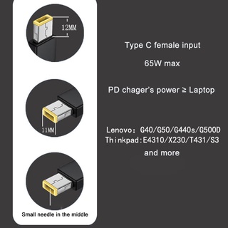 Image of thu nhỏ SUN 15cm 65W USB C PD Tipo Hembra A Cuadrado Punta Delgada Cable De Carga Para Lenovo Thinkpad E440 E450 E550 E560 T430 #3