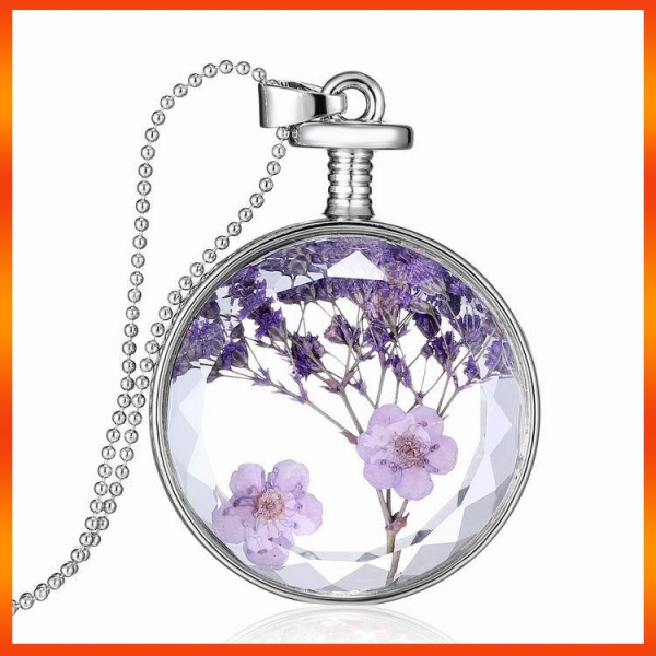 Joyería Incorporada Planta Espécimen Lavanda Redondo Colgante Flor Seca  Collar Al Por Mayor NRS XS4I | Shopee Colombia