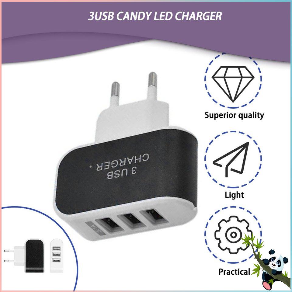 Universal Candy Color 3USB Charger Travel Wall Charger Adapter Smart Mobile Phone Power Supply Charger for Tablets EU