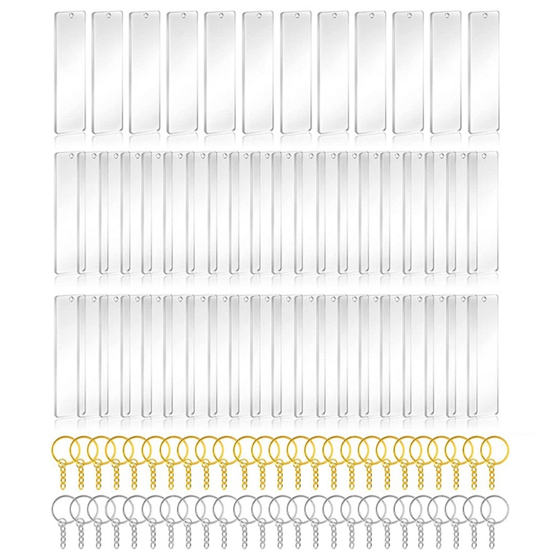 Boom 50Pcs Acrílico Llavero En Blanco Con Anillo Transparente Rectángulo Espacios