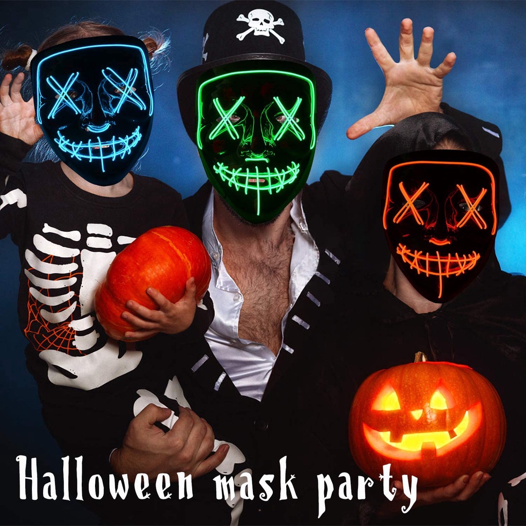 máscara led de fiesta de halloween mascarada máscaras de neón maske luz  brillan en la oscuridad máscara de horror brillante masker máscara de color  mezclado | Shopee Colombia