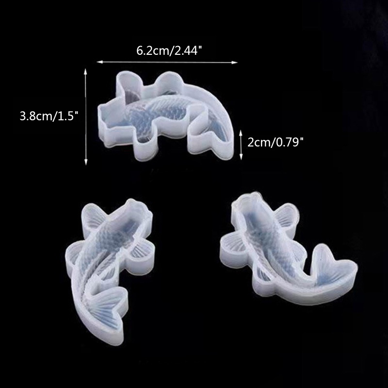 XIA 3 Piezas Espejo Pez Dorado Tridimensional Koi Adornos UV Cristal Epoxi Molde De Jabón Cera De Yeso Resina Silicona DI