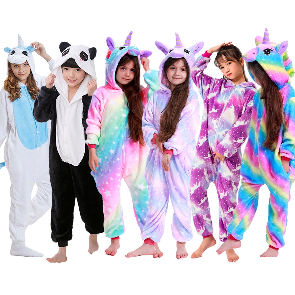 Pijamas Niños Unisex De Una Sola Pieza Estampado De Unicornio Animales Panda | Shopee Colombia