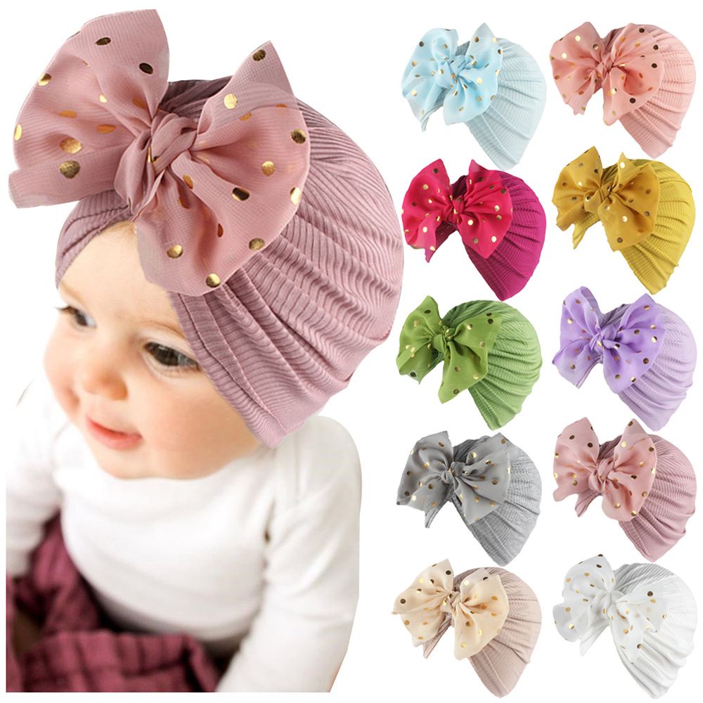 Gncy Cute Bowknot Beanies Toddler Kids Head Wrap Baby Turban Hat Hair Accessories Headwear Cotton Soft Infant Hospital Hat Shopee Colombia
