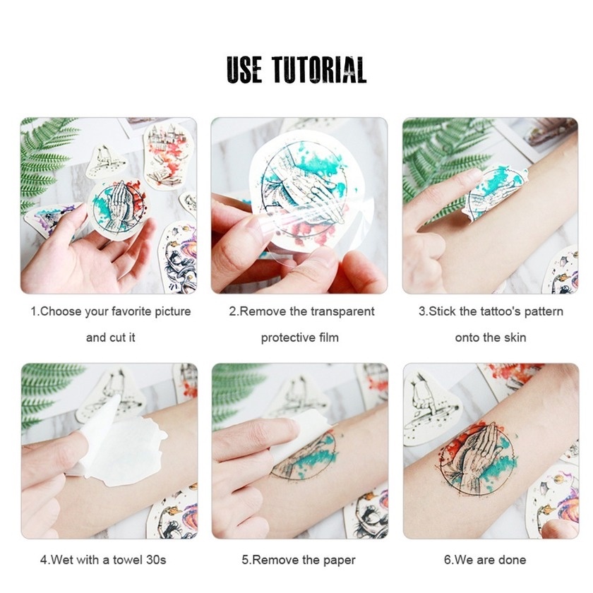Image of Impermeable Temporal Tatuaje Pegatina Budista Loto Unicornio Lobo Cráneo Flash Tatuajes Tribal Arte Cuerpo Brazo Falso Mujeres Hombres Marca Nuevo #1