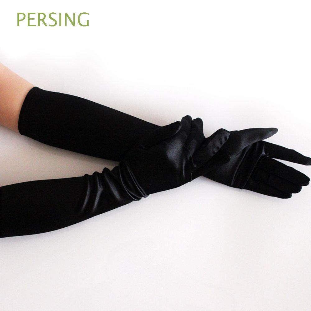 Women Black Large Exceeding Elbow Stretch Satin Mittens Bride Wedding Gloves Banquet Show Photography Driving Cycling Sun Protection Gloves 