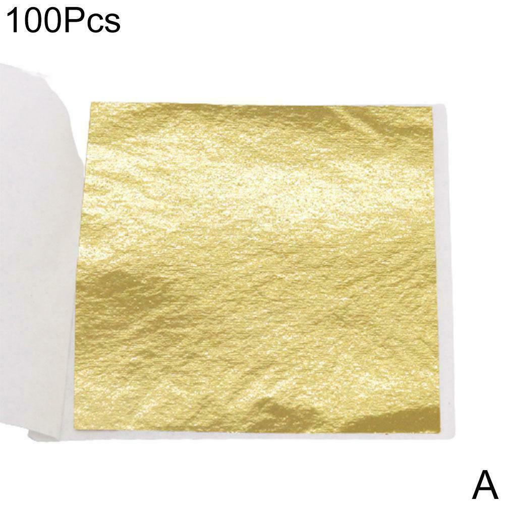 100PCS oro/plata papel de la hoja de oro rosa Láminas alimenticias Cake decoración dorado del arte de DIY 