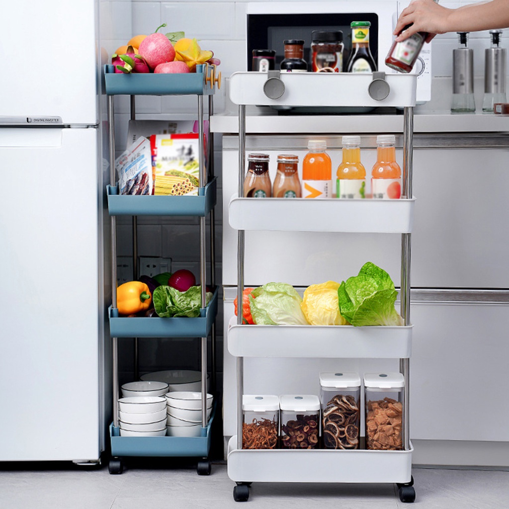 Carrito De Utilidad De 3 Niveles Con Ruedas Gancho Colgante Multifuncional Organización Estantes Portátil Estante De Pie Carro De Servicio Para Cocina Baño Oficina #2