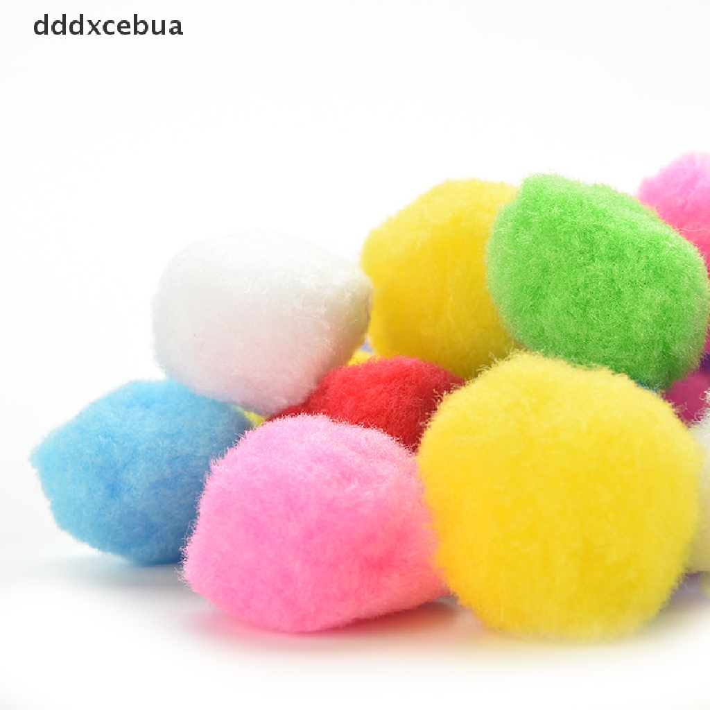100 Mixed FLUFFY Felt Pom poms Ball Assorted Colors Craft DIY snow balls 3C 