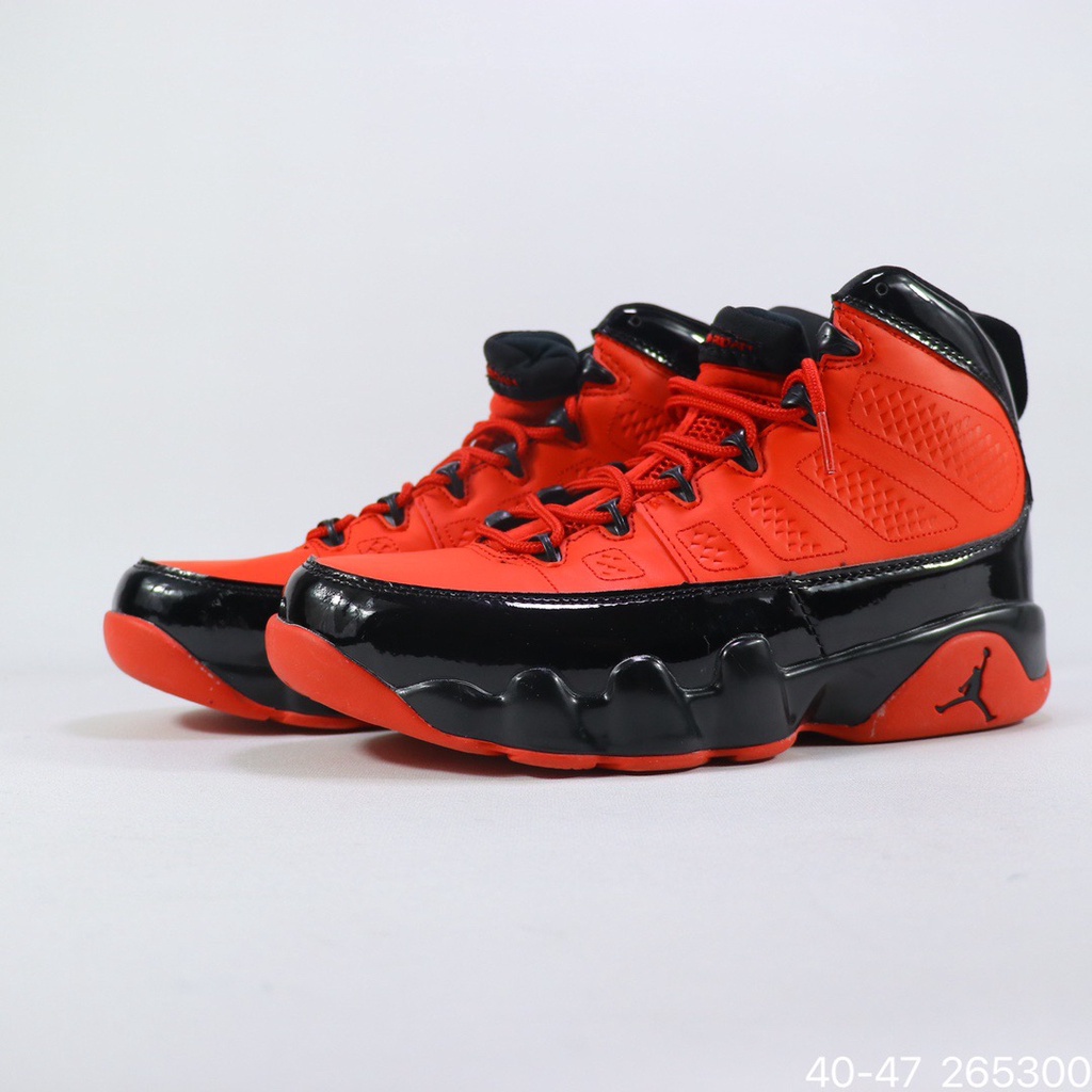 jordan 9 rojo con negro