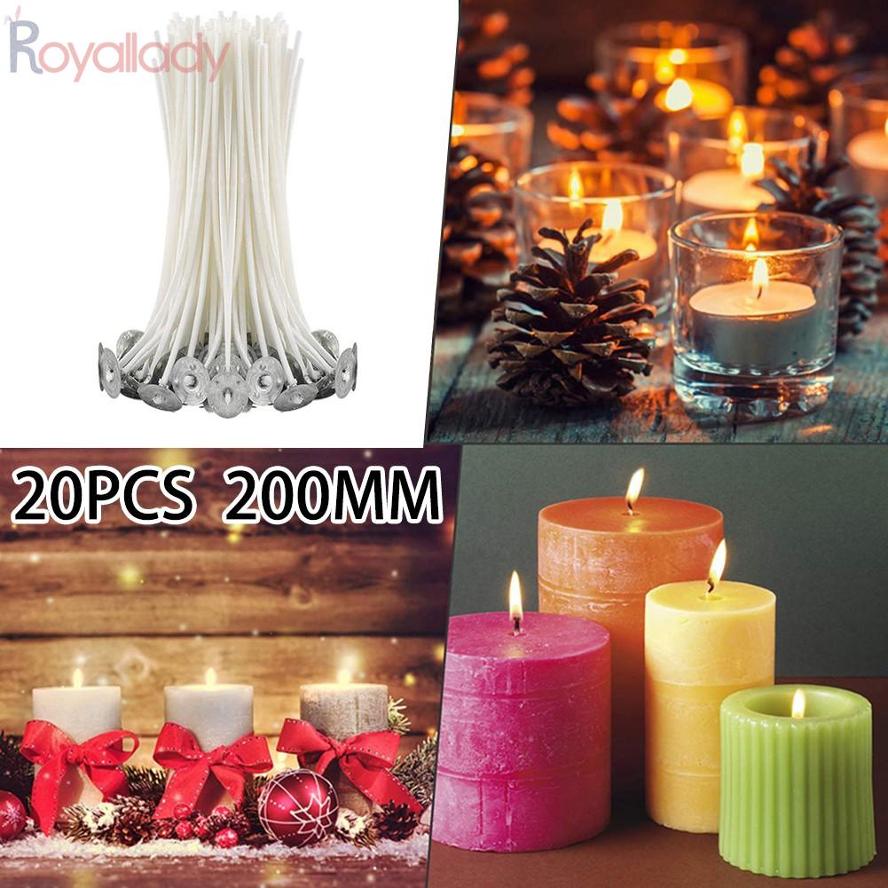 SUPVOX Mecha de vela de 200 pies y pestañas de metal de 300 piezas de mecha de vela para suministros de fabricación de velas 