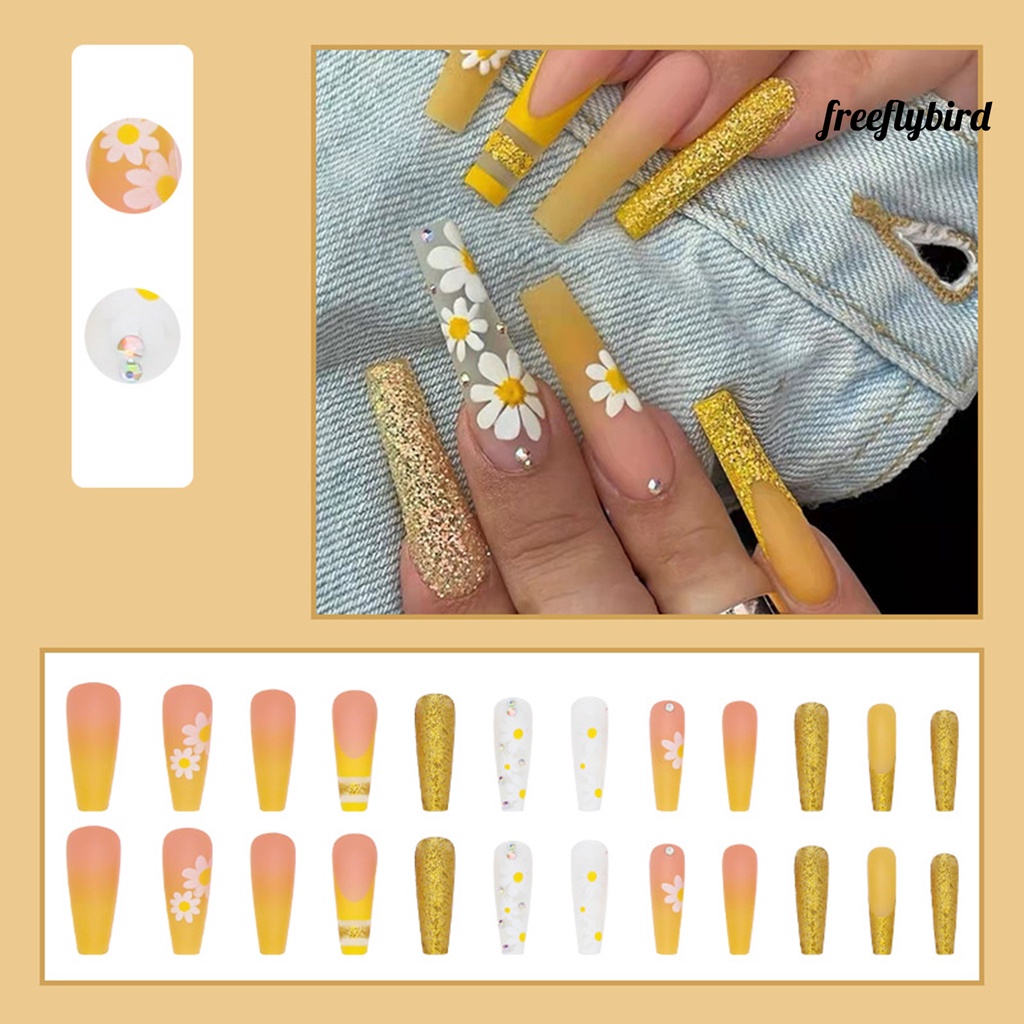 freeflybird 1 Juego De Uñas Postizas Francesas Con Pegamento Prensa Sobre  Desmontables De Color Completo Consejos Para Salón | Shopee Colombia