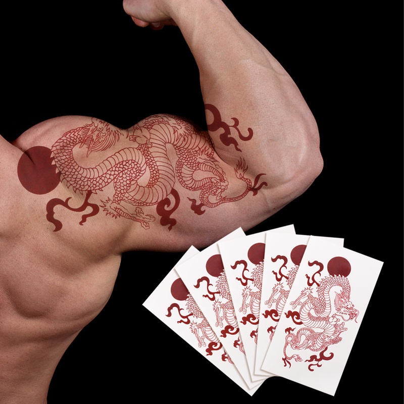 Mujeres Y Hombres Sexy Brazo Desechables Tatuajes De Dragón Rojo/Pegatinas  De Tatuaje Temporal/Niñas Y Niños Impermeable Patrón Grande Pecho Hombro  Arte Corporal Falso Pegatina | Shopee Colombia