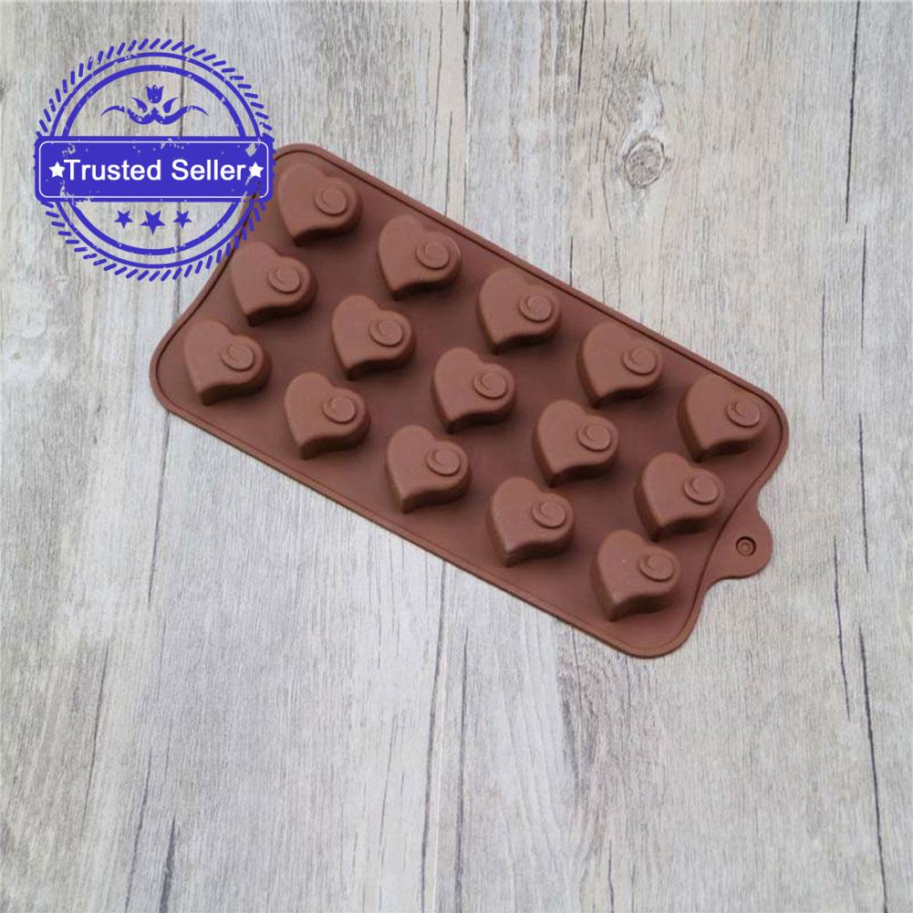 Caja De Chocolate Pastel De Cera Fundir Caramelo Molde de silicona para hornear remolino de 15 celdas de corazón 