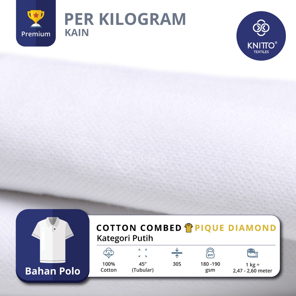 COTTON COMBED Algodón peinado PIQUE diamante 30S tela camiseta Material  Color blanco | Shopee Colombia