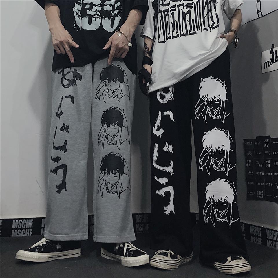 Pantalones Casuales De Estilo Coreano De Dibujos Animados Anime Sueltos  Todo Combinado Rectos De Pierna Ancha Para Hombres Y Mujeres | Shopee  Colombia