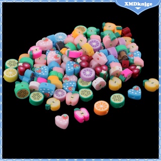 Image of 100 x fruit polymer clay loose spacer beads charms para niños manualidades diy joyería
